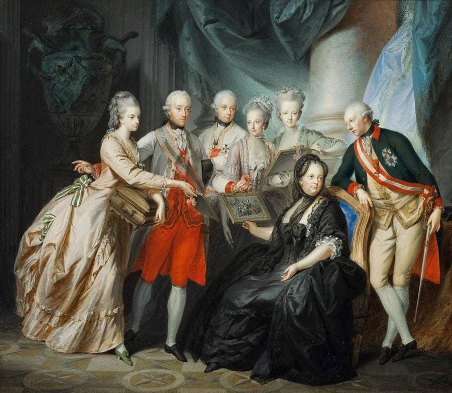 畫作名為《泰雷莎女大公與家人》（Empress Maria Theresa with Her Children），由海因里希·富格爾（Heinrich Friedrich Füger）於約1776年創作。